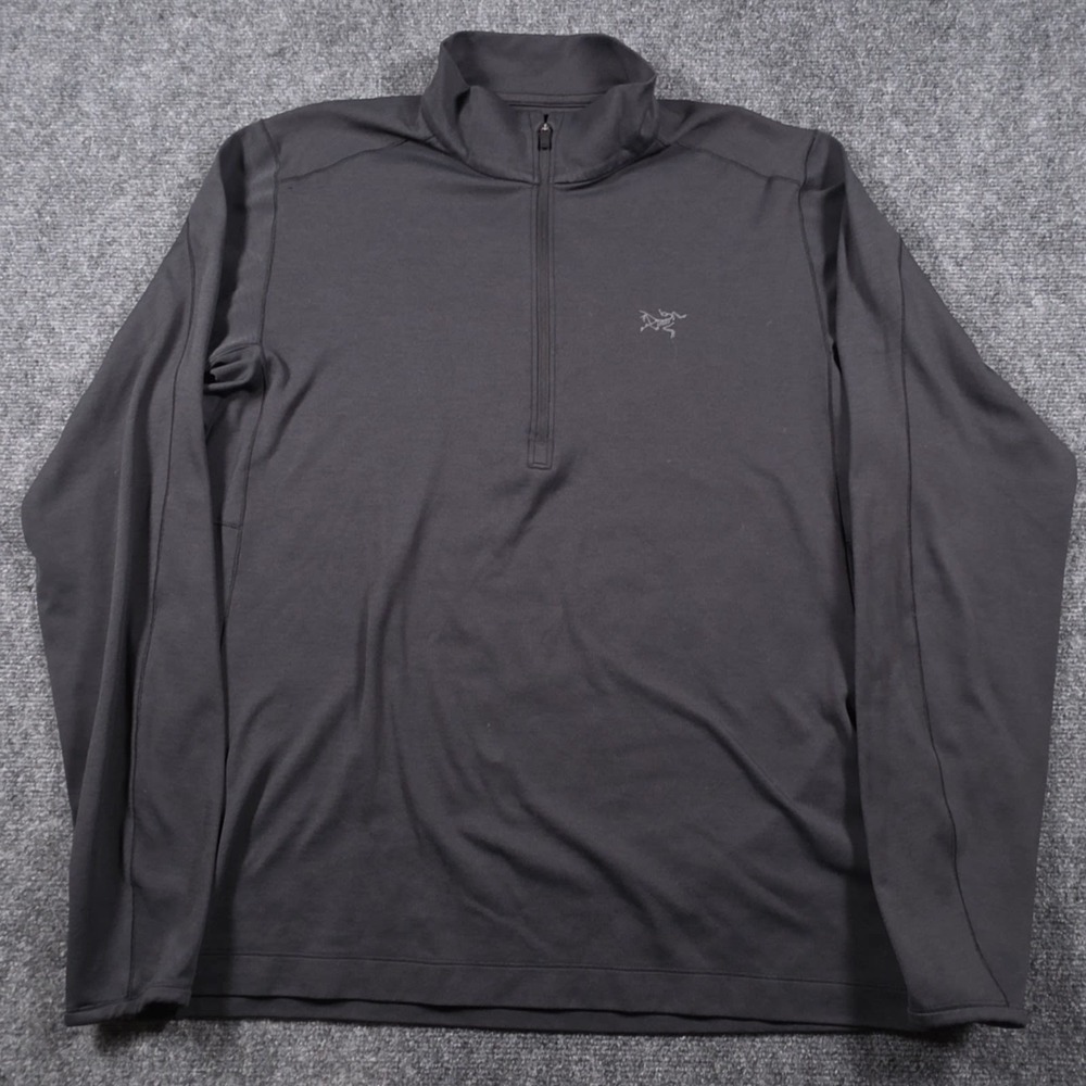 Arc'teryx Motus AR Pullover Mens L Black 1/4 Zip Long Sleeve Base Layer